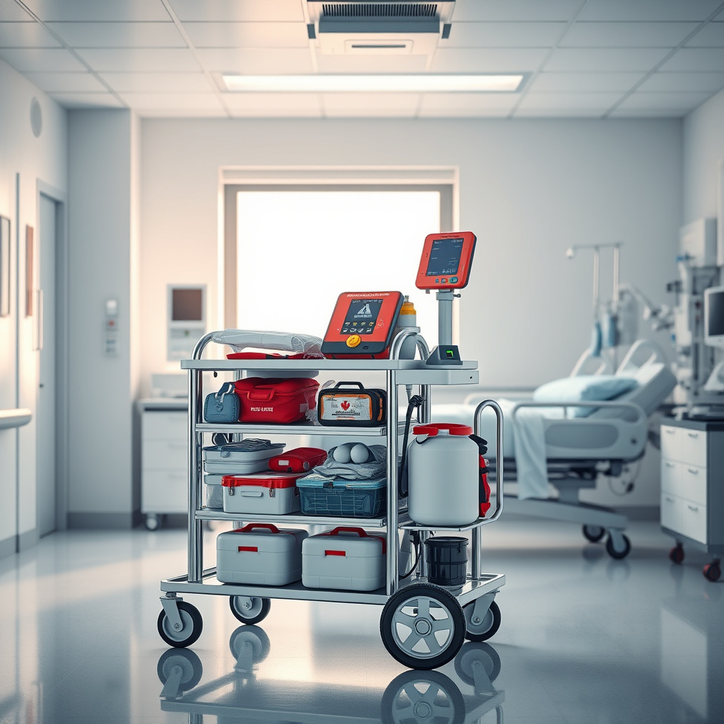 Imagem sobre Carrinho de Emergência e Desfibrilador: Segurança Incluída para Seus Pacientes.
