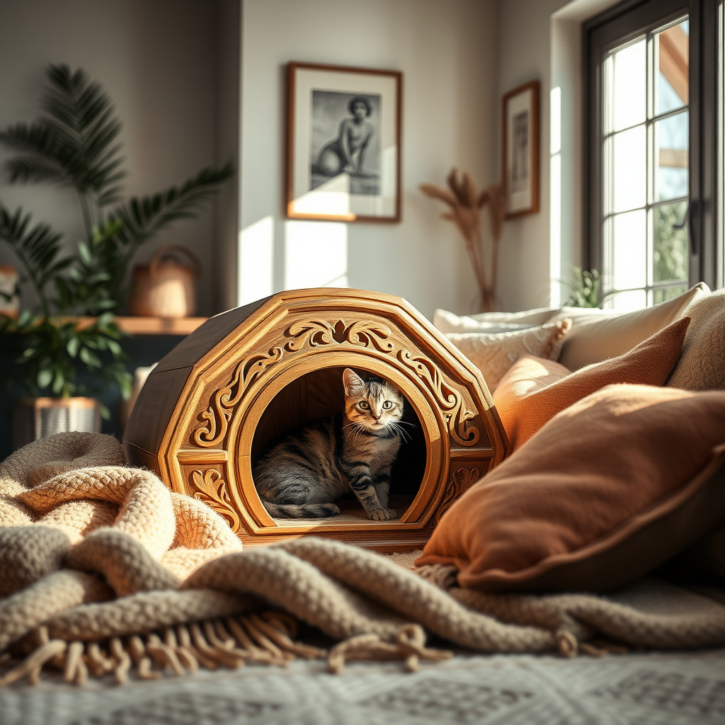 Imagem sobre handcrafted cat shelters for sale
