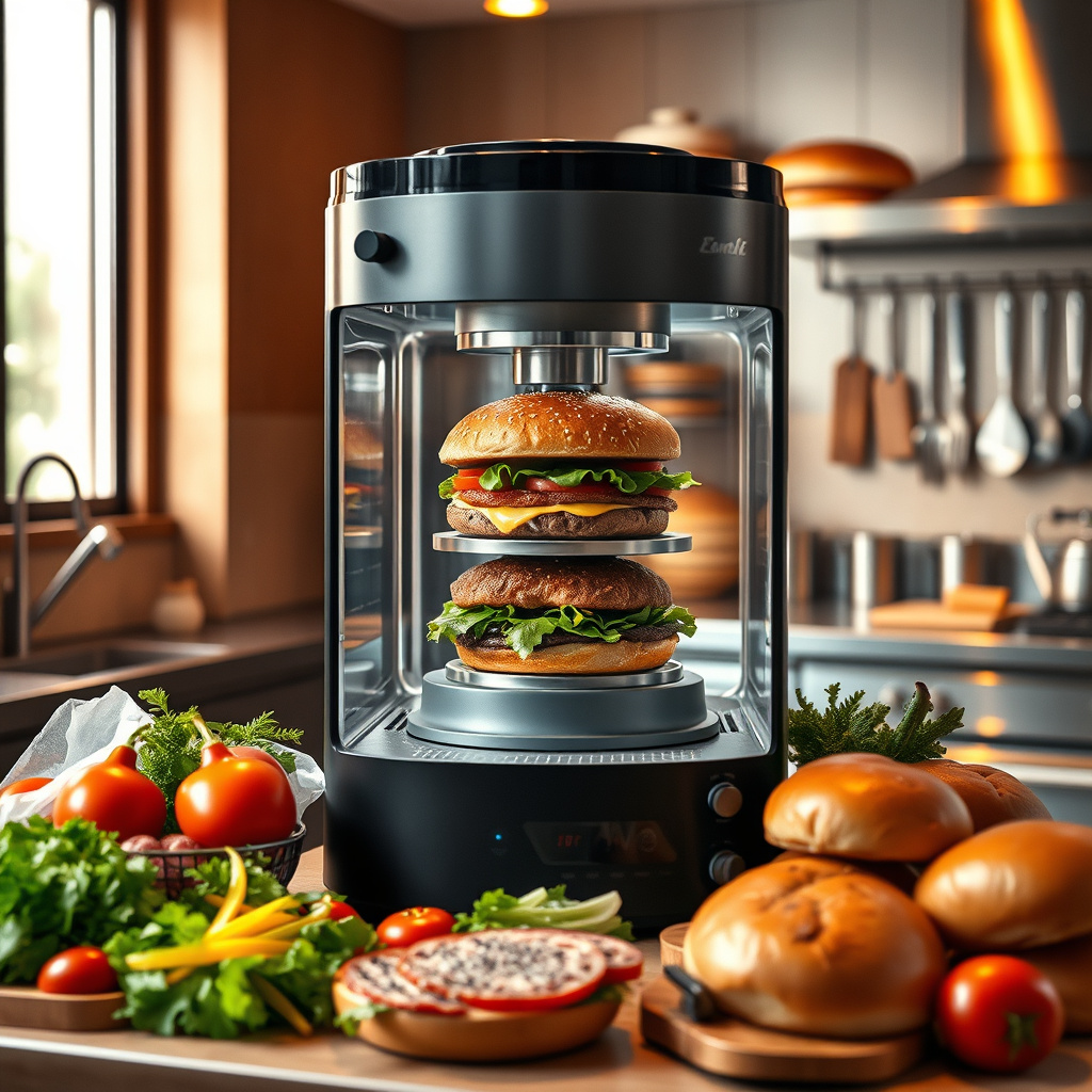 Imagem sobre máquina para hambúrguer gourmet