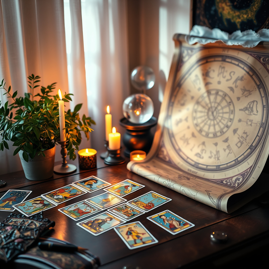 Imagem sobre mapa astral e tarot