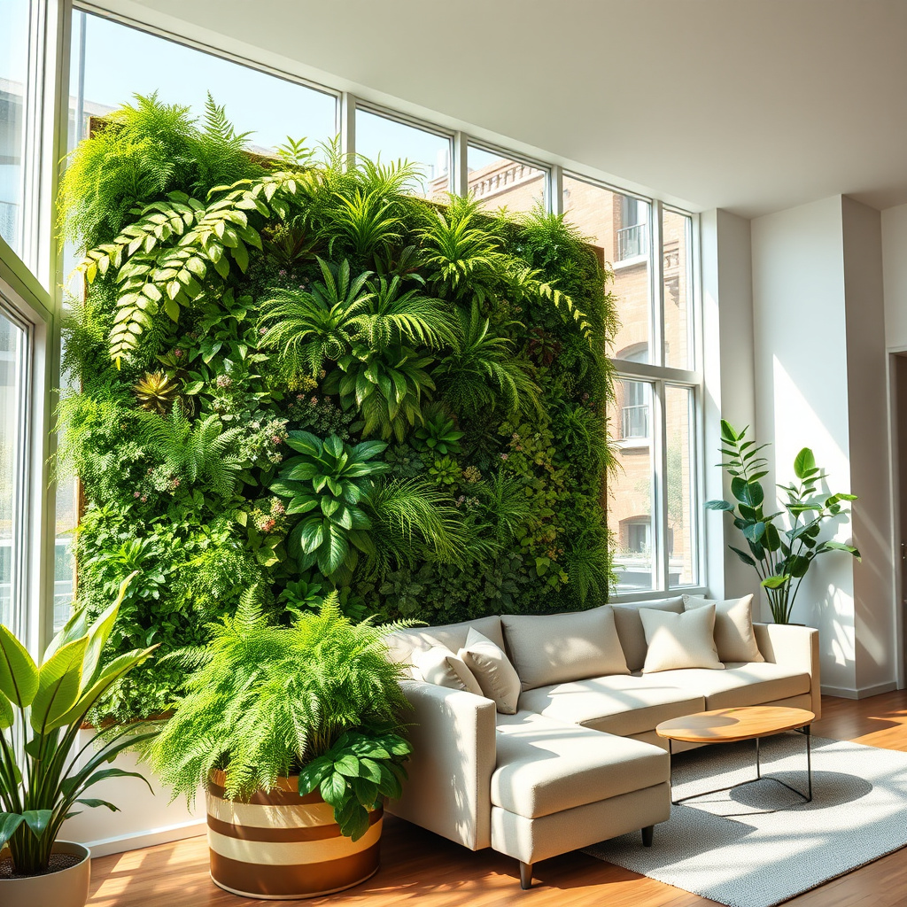 Imagem sobre jardim vertical para interiores