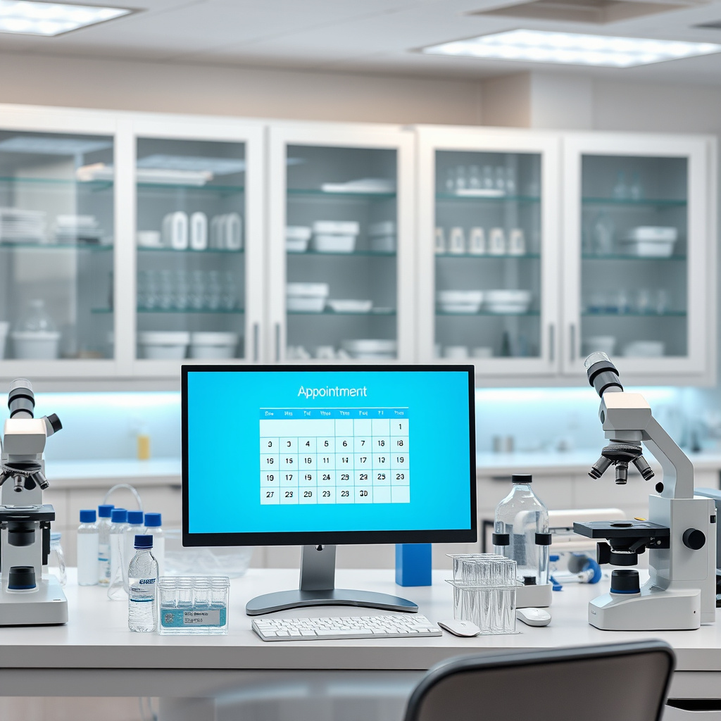Imagem sobre laboratório com agendamento online