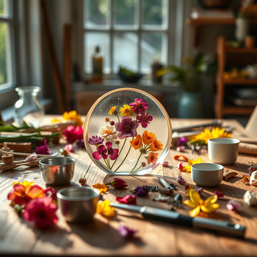 Imagem sobre como fazer artesanato em resina com flores