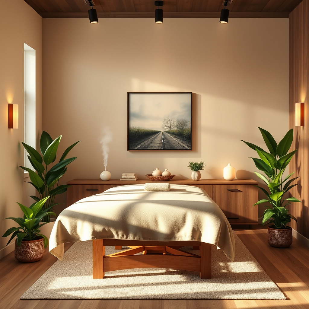 Imagem sobre Consultório de Massoterapia: Ambiente Relaxante para Massagens.