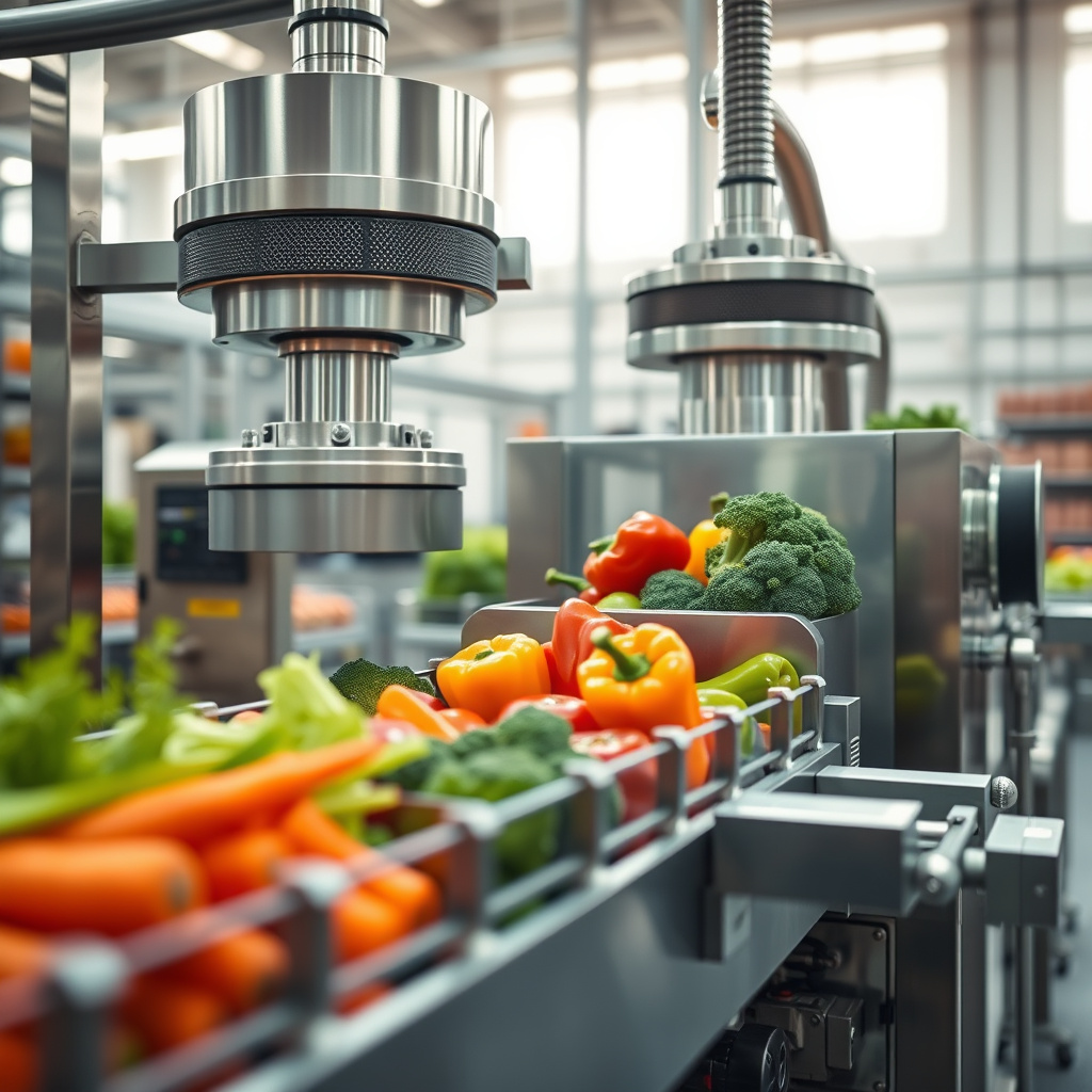 Imagem sobre processador industrial de vegetais
