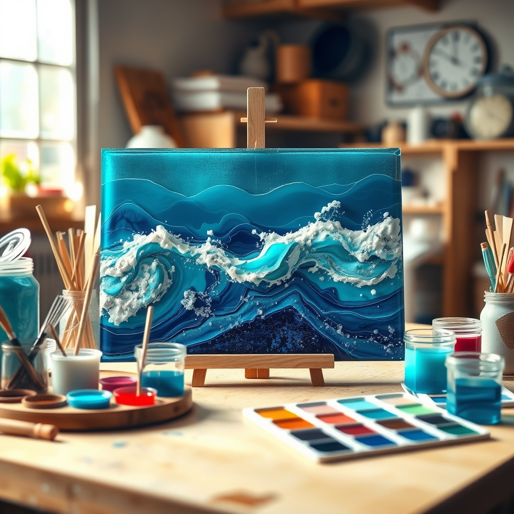 Imagem sobre efeito oceano com resina epóxi