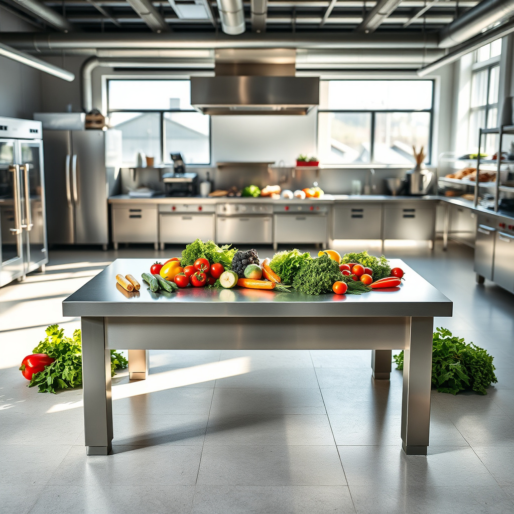 Imagem sobre mesa de corte inox