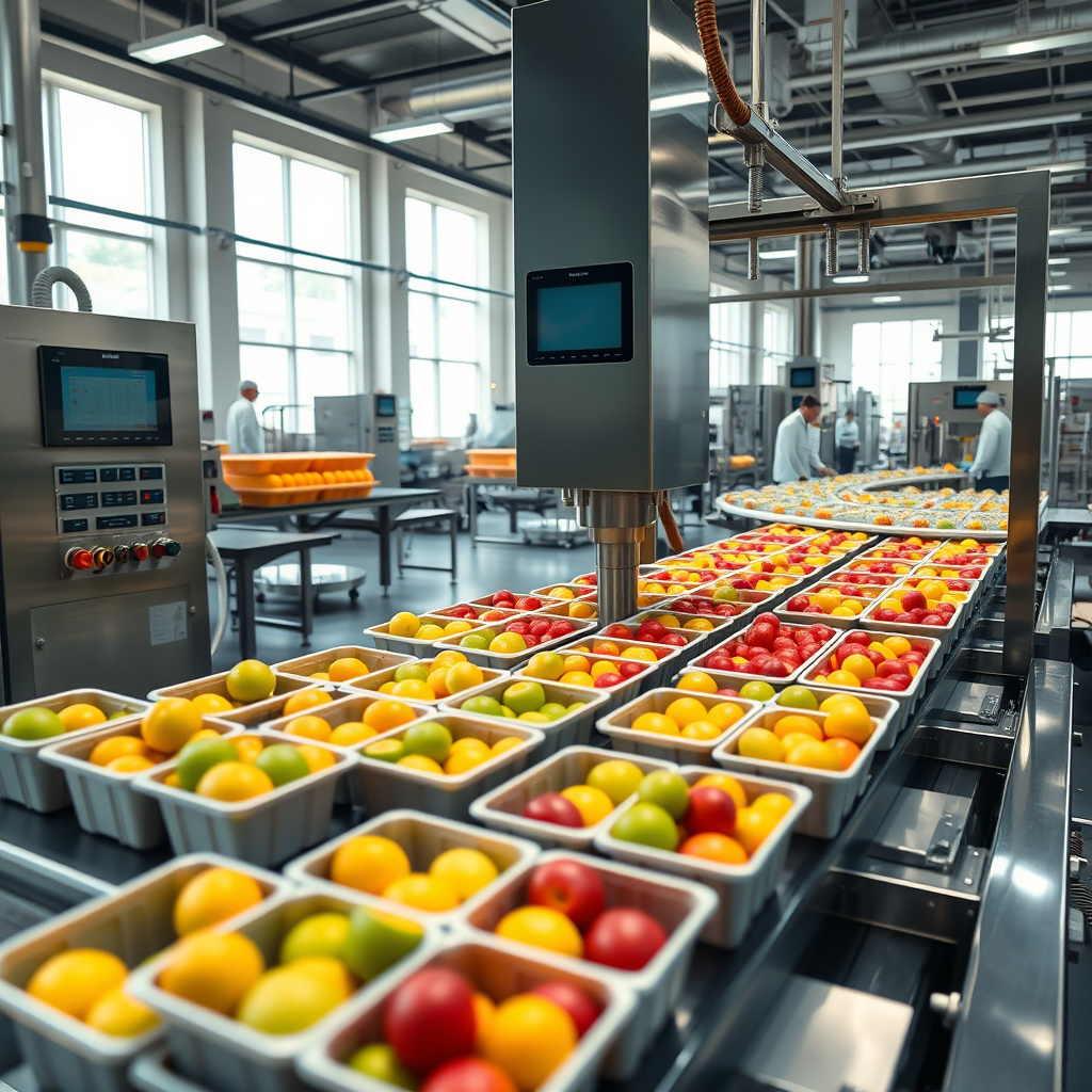 Imagem sobre máquina para embalar frutas
