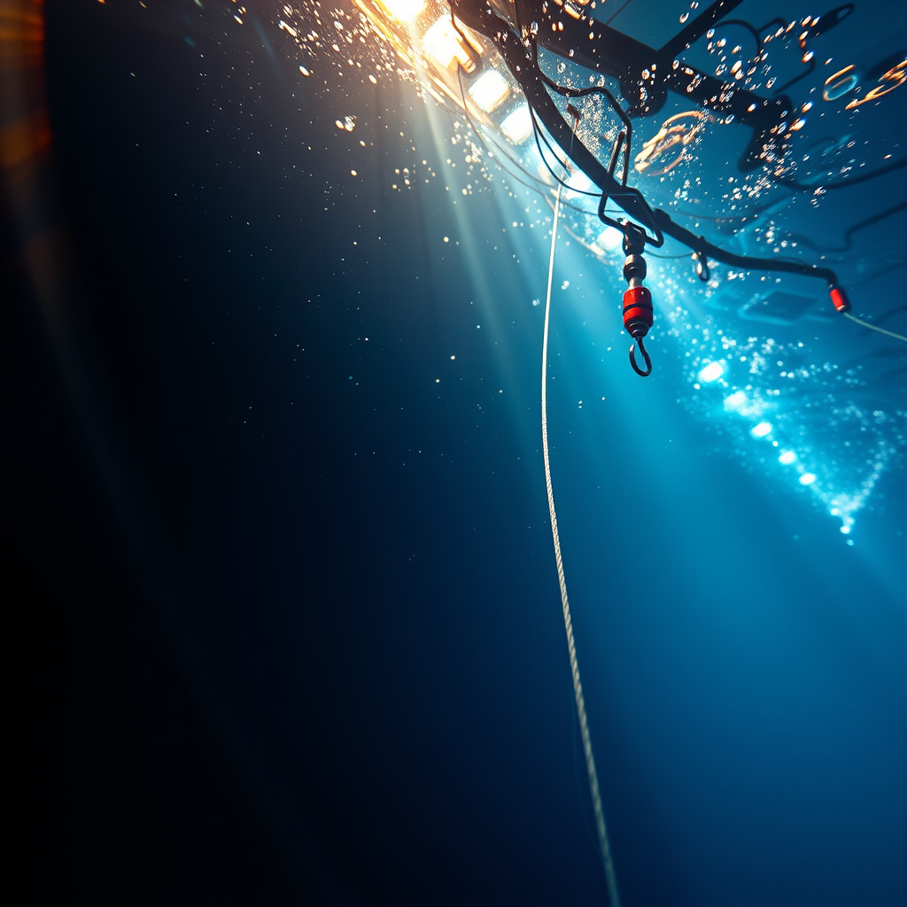 Imagem sobre linha para pesca vertical em grandes profundidades