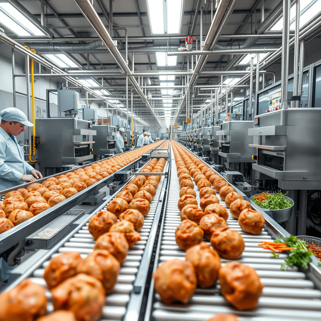 Imagem sobre linhas de produção de almôndega