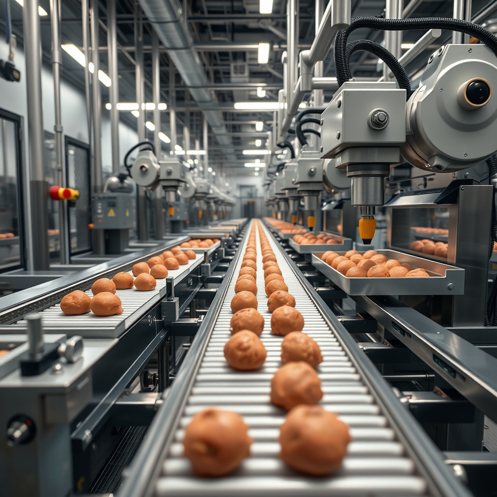 Imagem sobre linhas de produção de almôndegas automatizadas