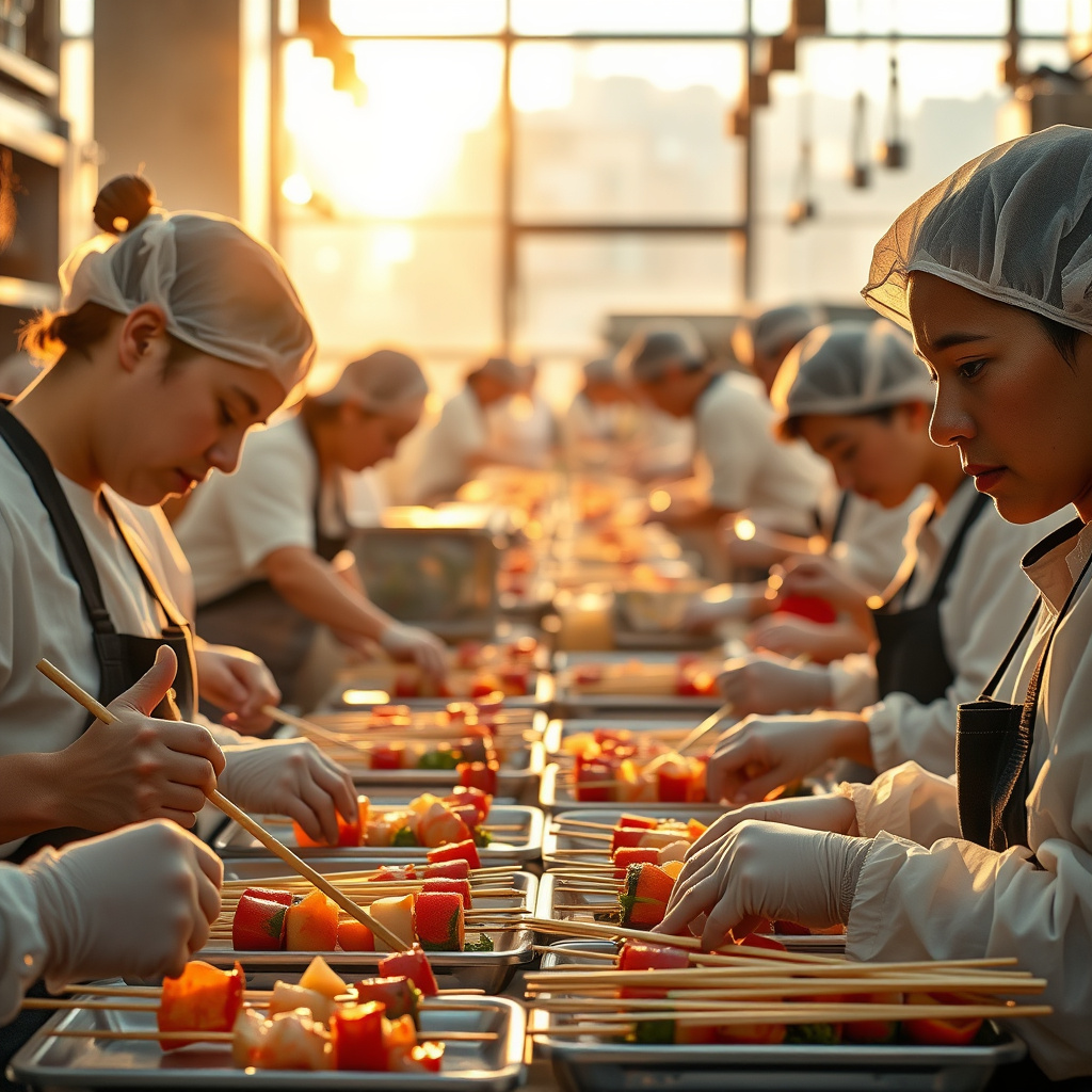 Linhas de Produção de Espetinhos: A Chave para a Eficiência na Indústria Alimentícia Imagem sobre linhas de produção de espetinhos